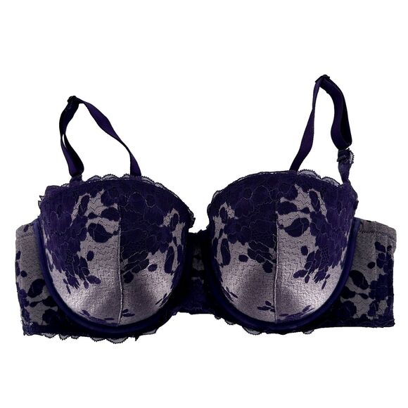 Torrid Curve Womens Push Up Padded Bra Size 42DD Purple Lace Floral Underwire - Picture 1 of 6